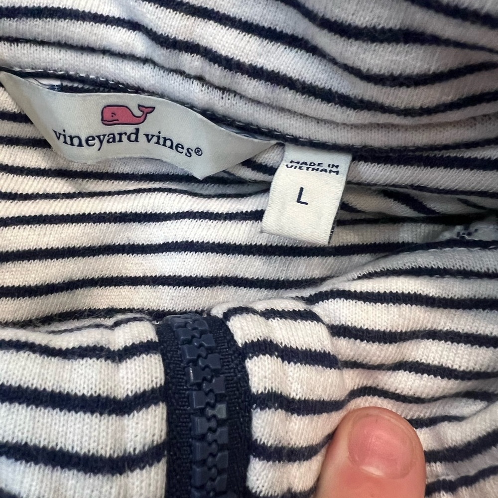 Vineyard Vines Navy and White Striped Pullover (quarter zip) - Picture 3 of 3